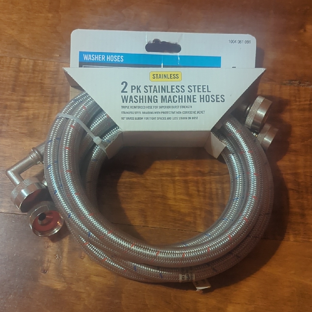 Stainless Steel Washing Machine Hoses - 2 Pack